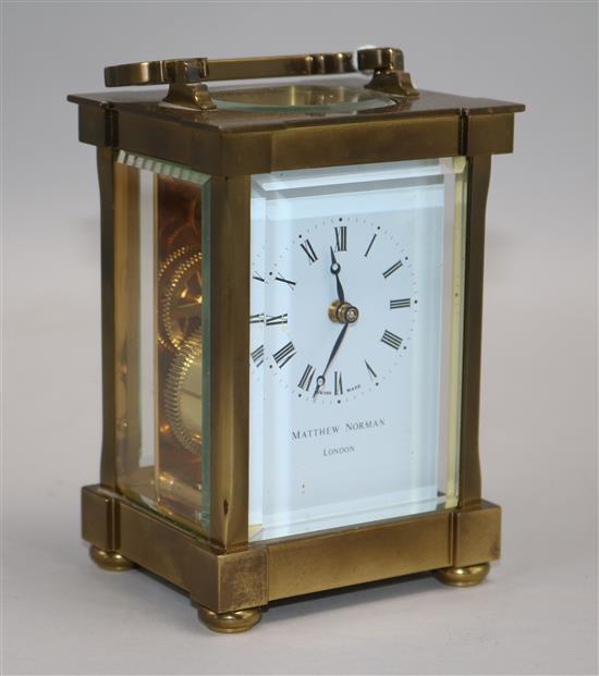 A Matthew Norman brass carriage timepiece